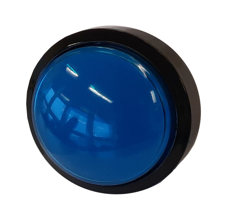 60mm Push Button Blau, mit Microswitch und Sockel für Beleuchtung