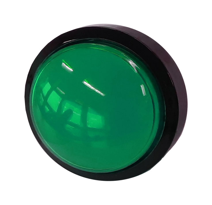 60mm Push Button Grün, mit Microswitch und Sockel für Beleuchtung